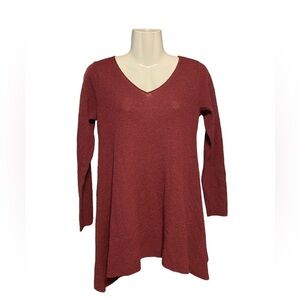 Eileen Fisher Maroon Wool Italian Yarn Long Line Sweater
